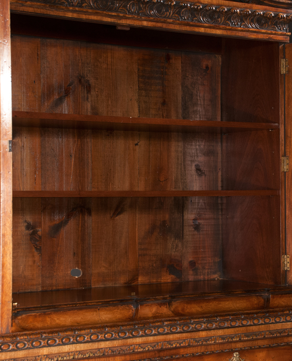 Chippendale Style Walnut Two Part Bookcase