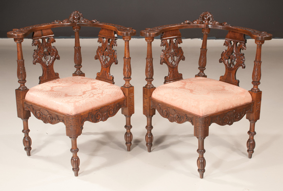 Pair of English Mahogany Corner Chairs