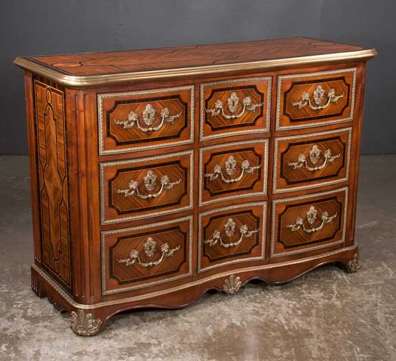 Serpentine Commode with Marquetry Inlay