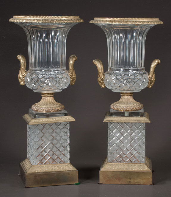 Pair Of Bronze Mounted Urns