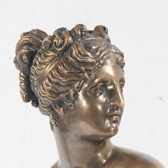 Bronze Sculpture of a Young Lady, Signed Fond. Laganai, Napoli