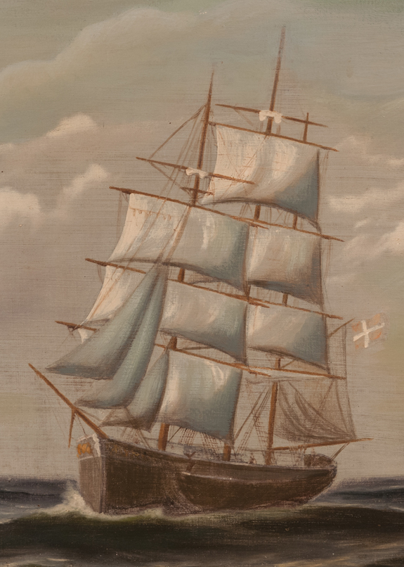 Oil on Canvas of an Ocean Scene with Clipper Ships