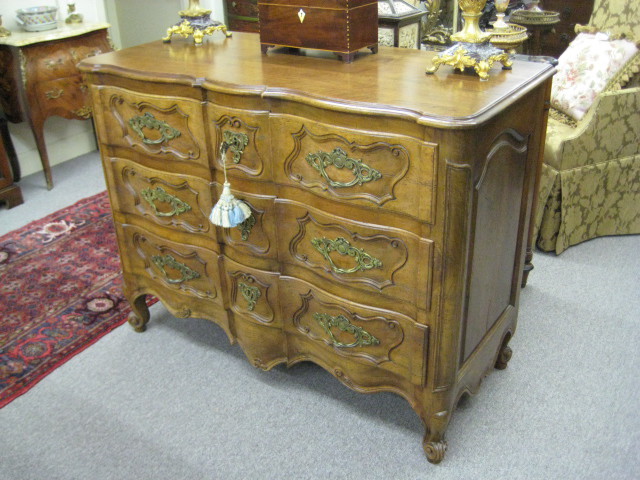 Country French Style Shaped Front Walnut Commode