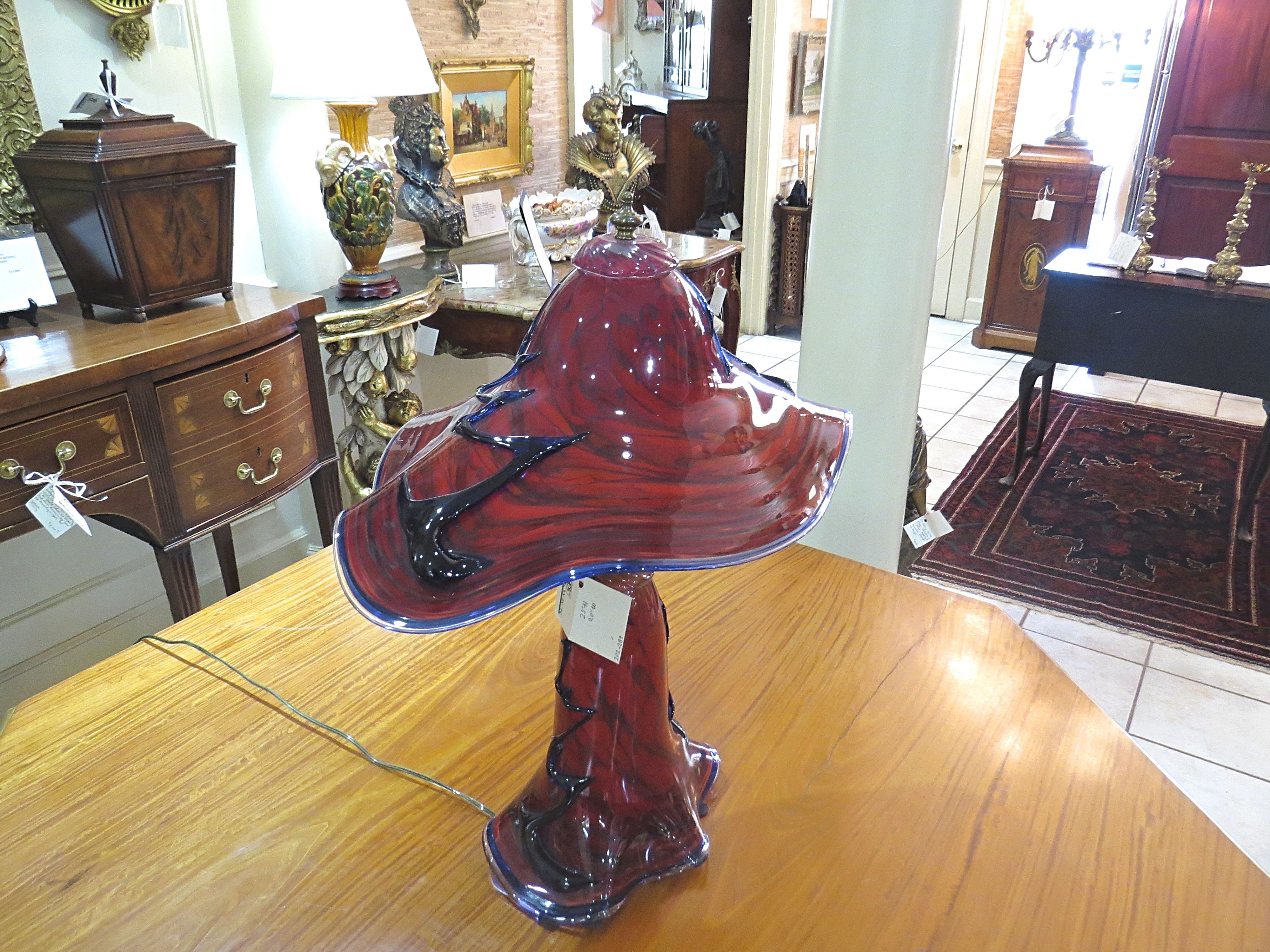 Art Glass Lamp with Oblong Shade