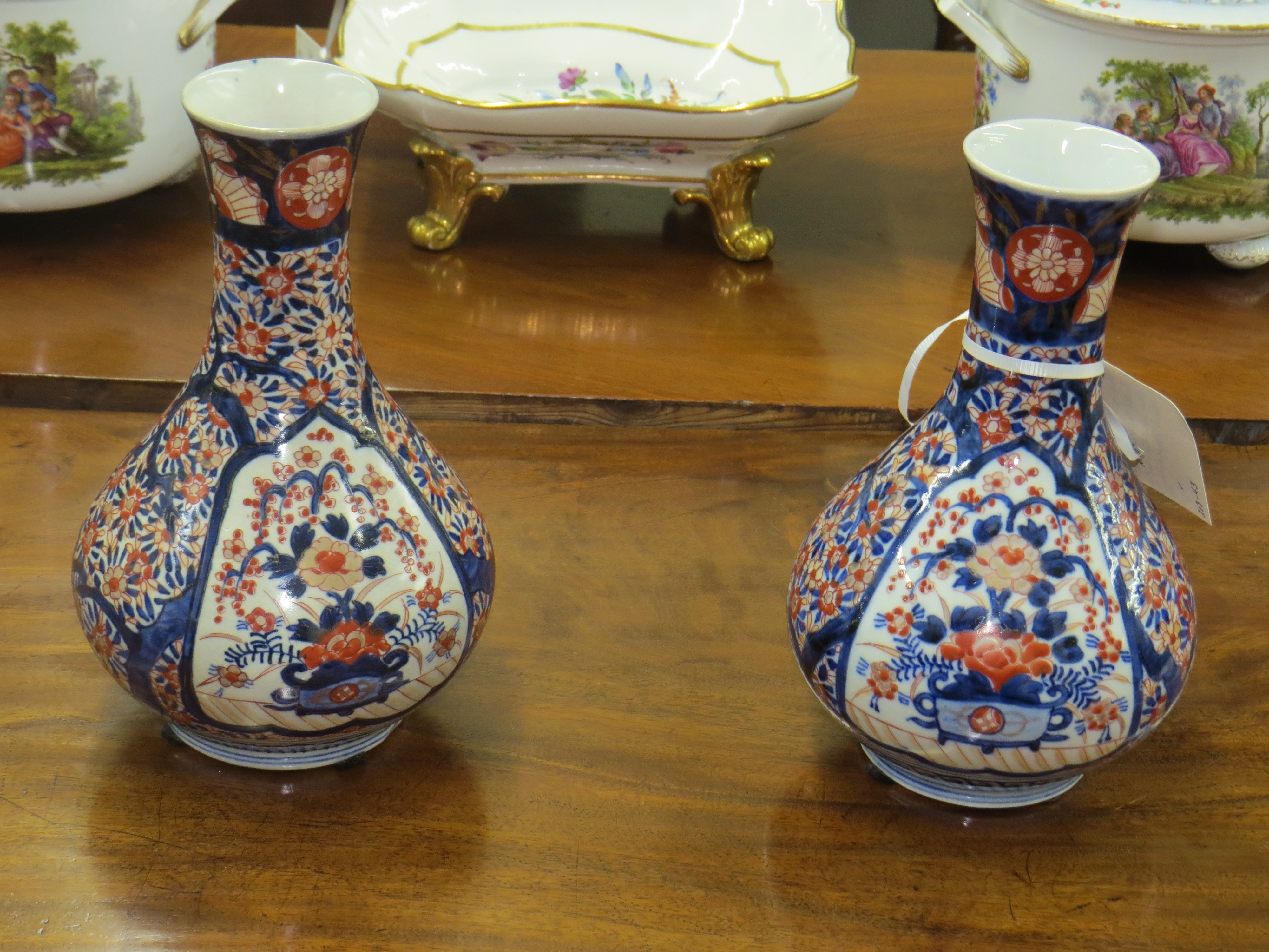 Pair of Japanese Imari Porcelain Bottle Vases  (SOLD)