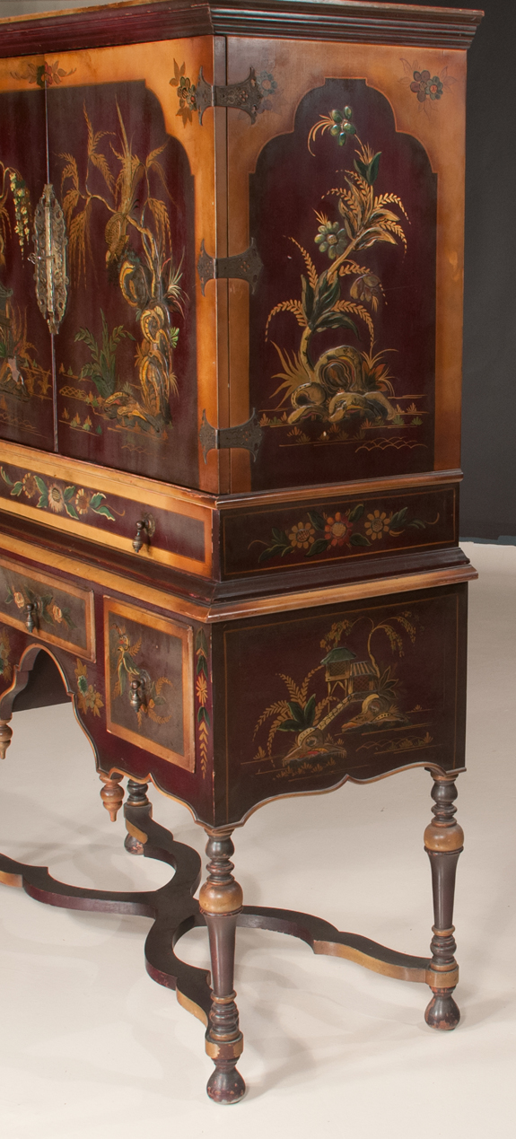 William & Mary Lacquered Coromandel Chinoisserie Cabinet