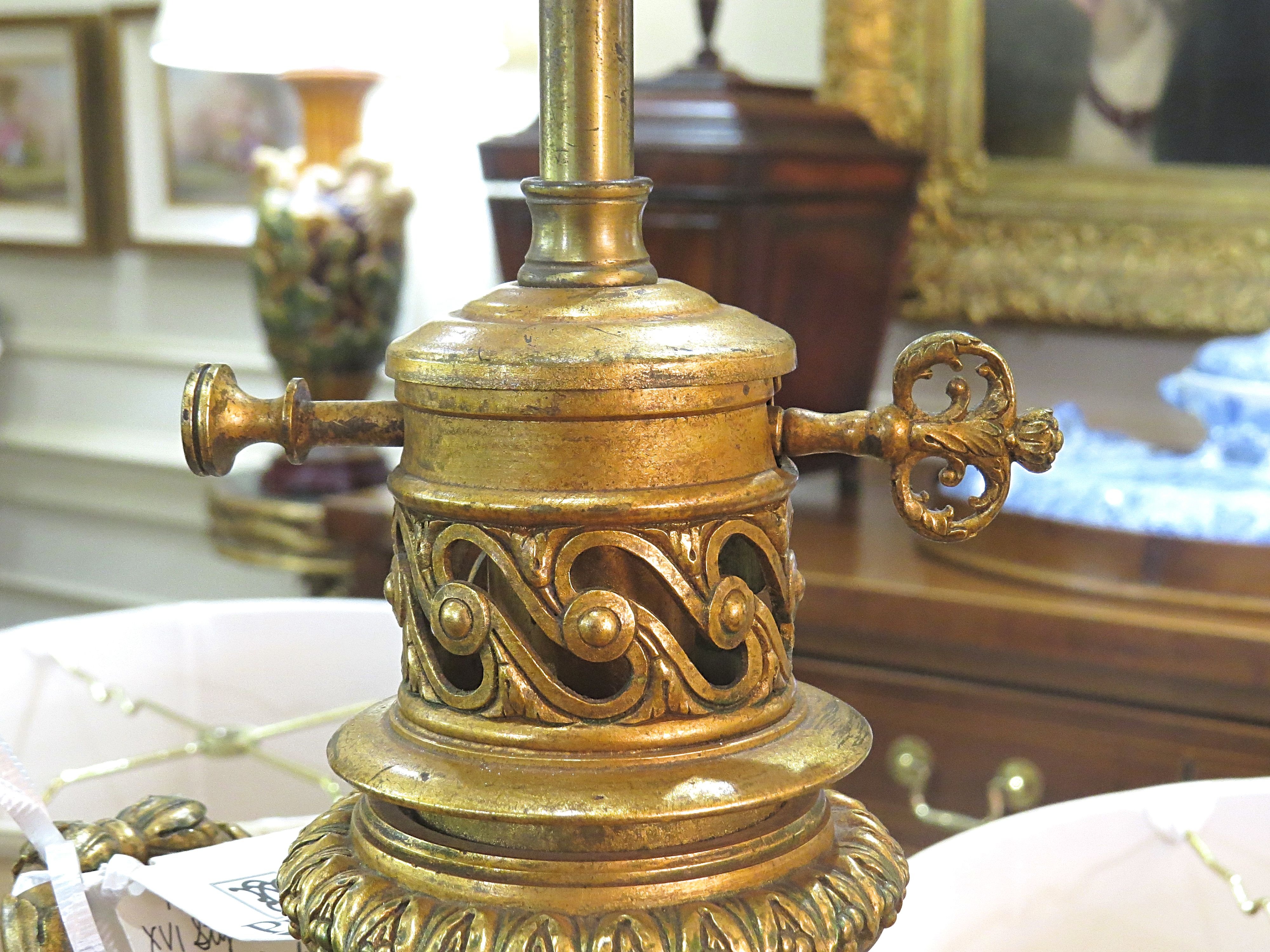 Pair of Louis XVI Style Bronze Mounted Marble Urn Lamps
