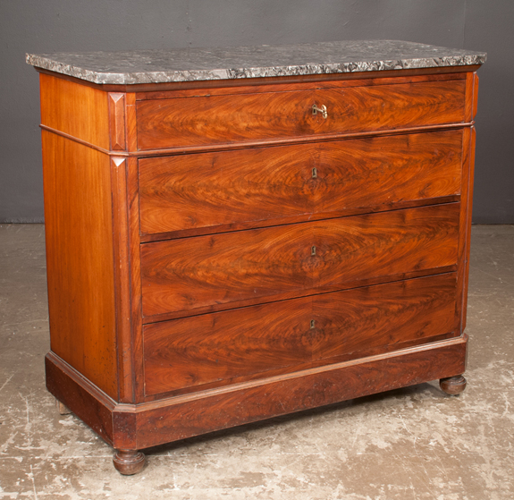 Louis Phillipe Walnut Marble Top Commode