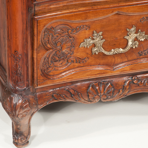 Country French Oak and Walnut Serpentine Front Commode