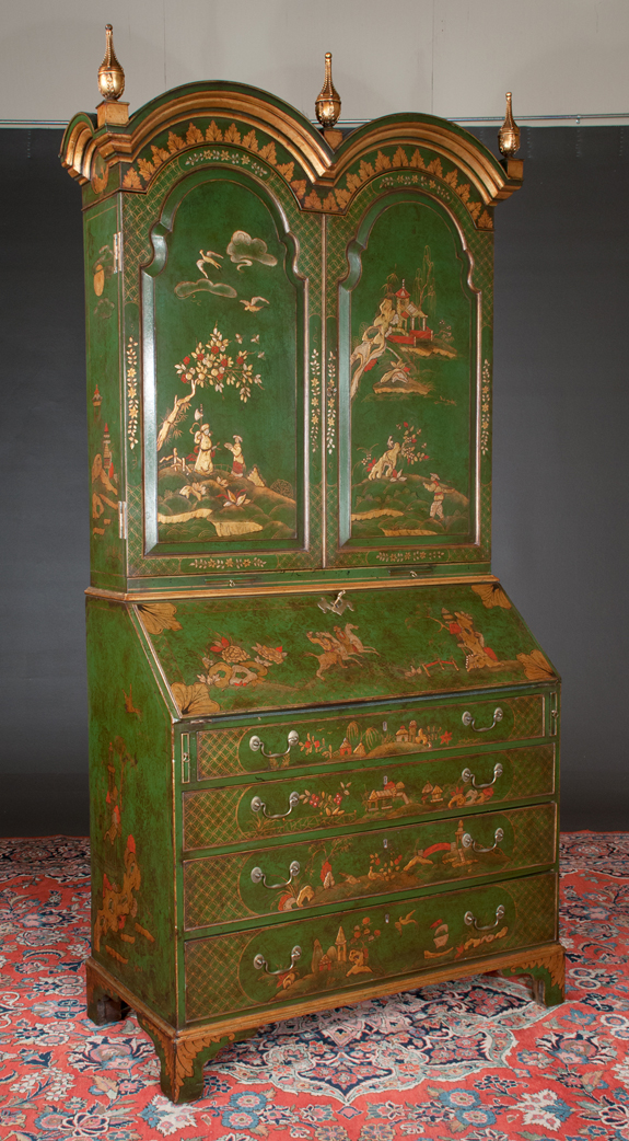 Queen Anne Style Chinoiserie Lacquered Bureau Bookcase  (SOLD)