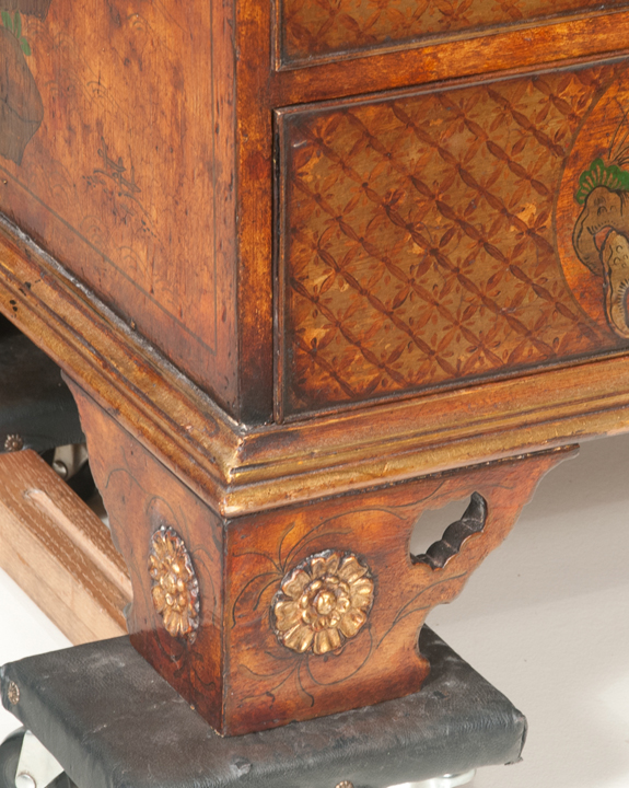Queen Anne Style Chinoiserie Lacquered Bonnet Top Bureau Bookcase  (SOLD)