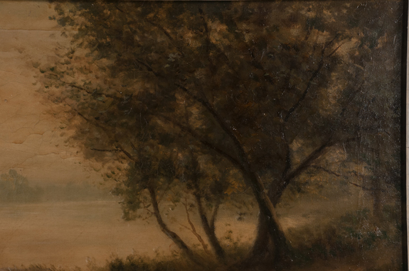 19th Century Oil Painting on Canvas Forest Scene