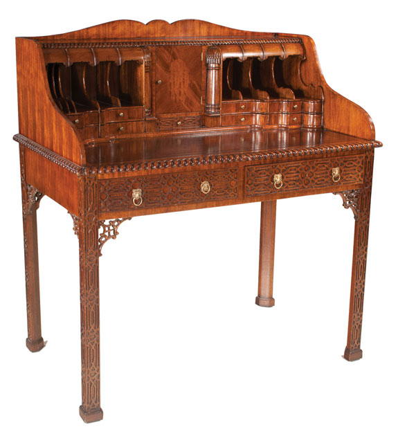 Chippendale Style Mahogany Carlton House Desk