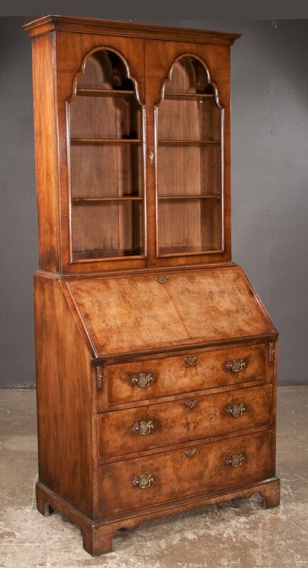 Queen Anne Style Walnut Bureau Bookcase  (SOLD)