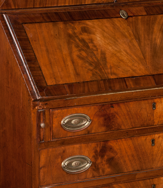 Chippendale Mahogany Bureau Bookcase with Mullion Glass Doors  (SOLD)