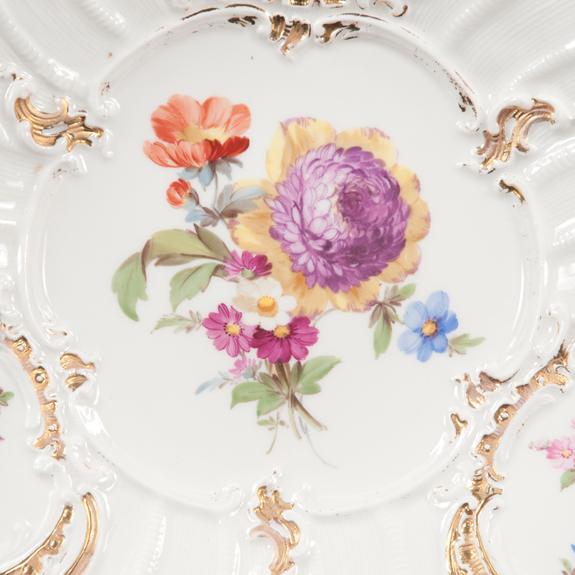 Meissen Porcelain Plate with Floral & Gold Gilt Decoration