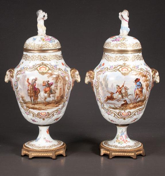 Pair Of 19th Century French Porcelain Urns