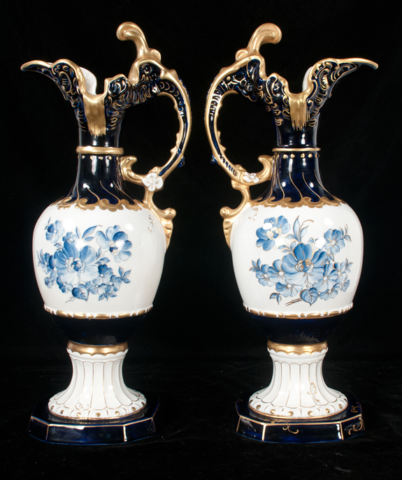 Pair of Royal Dux Porcelain Ewers