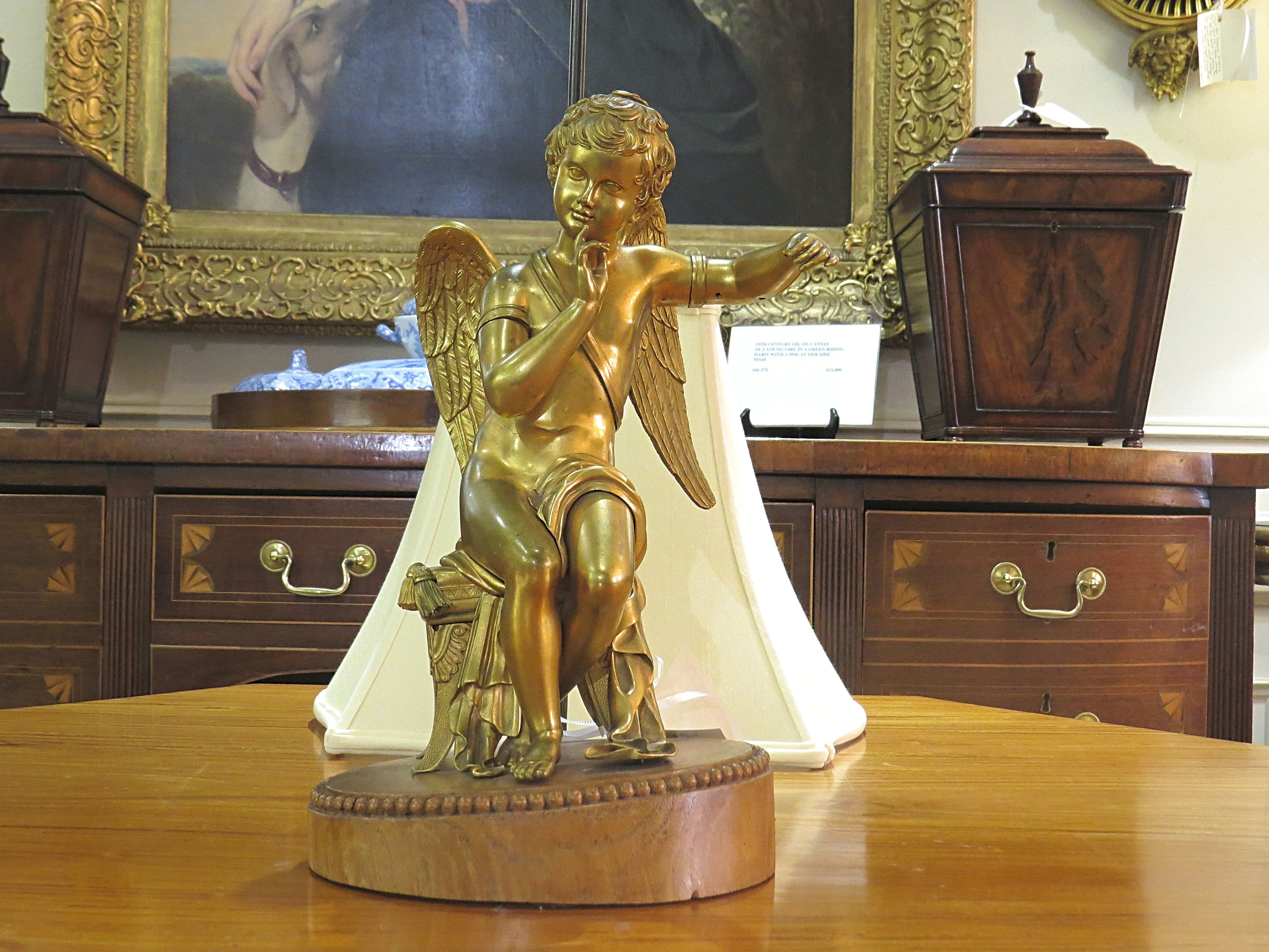 Continental Gilt-brass Figure Of A Putto Converted To Lamp