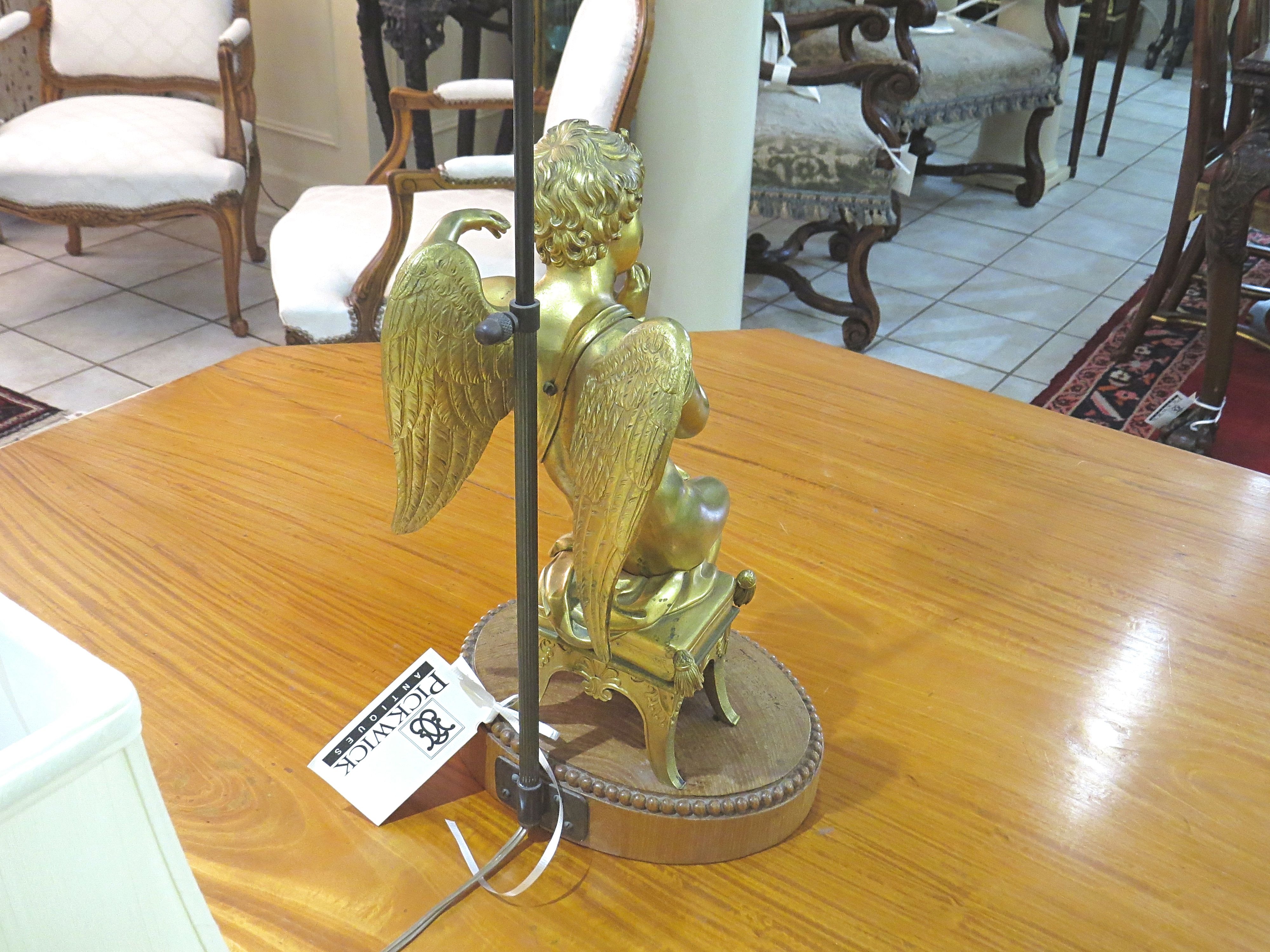 Continental Gilt-brass Figure Of A Putto Converted To Lamp