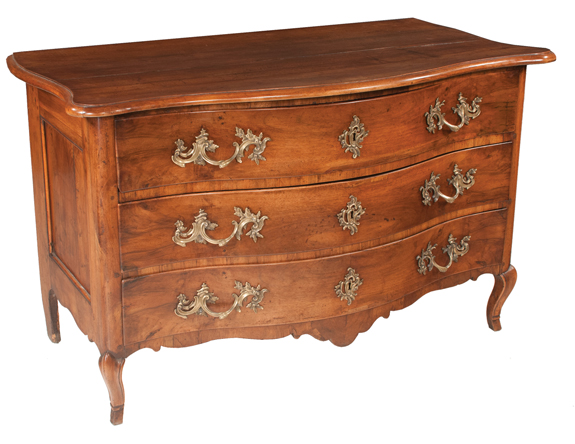 Country French Walnut Serpentine Front Commode