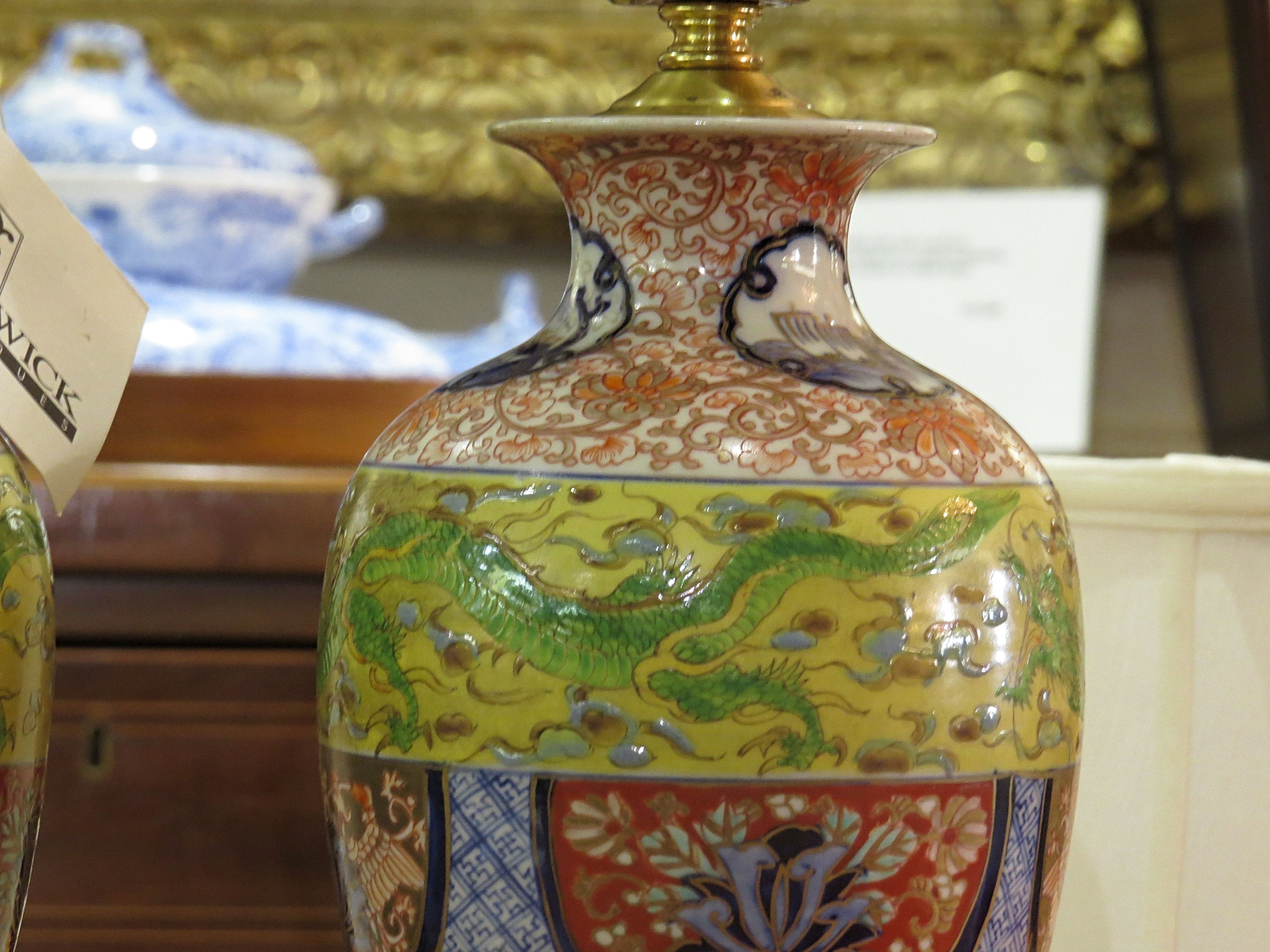 Petite Pair of Asian Inspired Porcelain Lamps