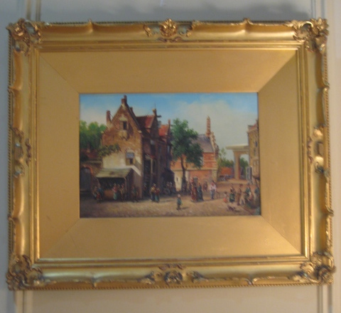 19th Century Genre Painting Of A Continental Town