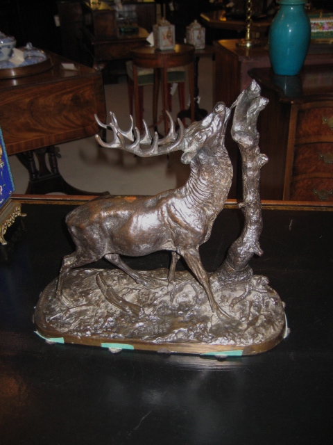 English Cast Iron Model Of A Stag Browsing