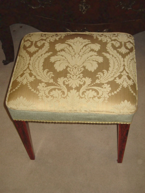 Oak Dressing Stool With Red Chinoiserie Decor