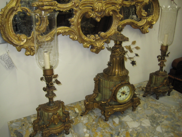 Louis XVI Onyx And Gilt Spelter Clock Set