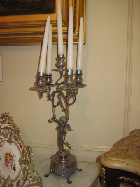 Pair Of Fine Continental Sterling Silver Five Light Candelabras