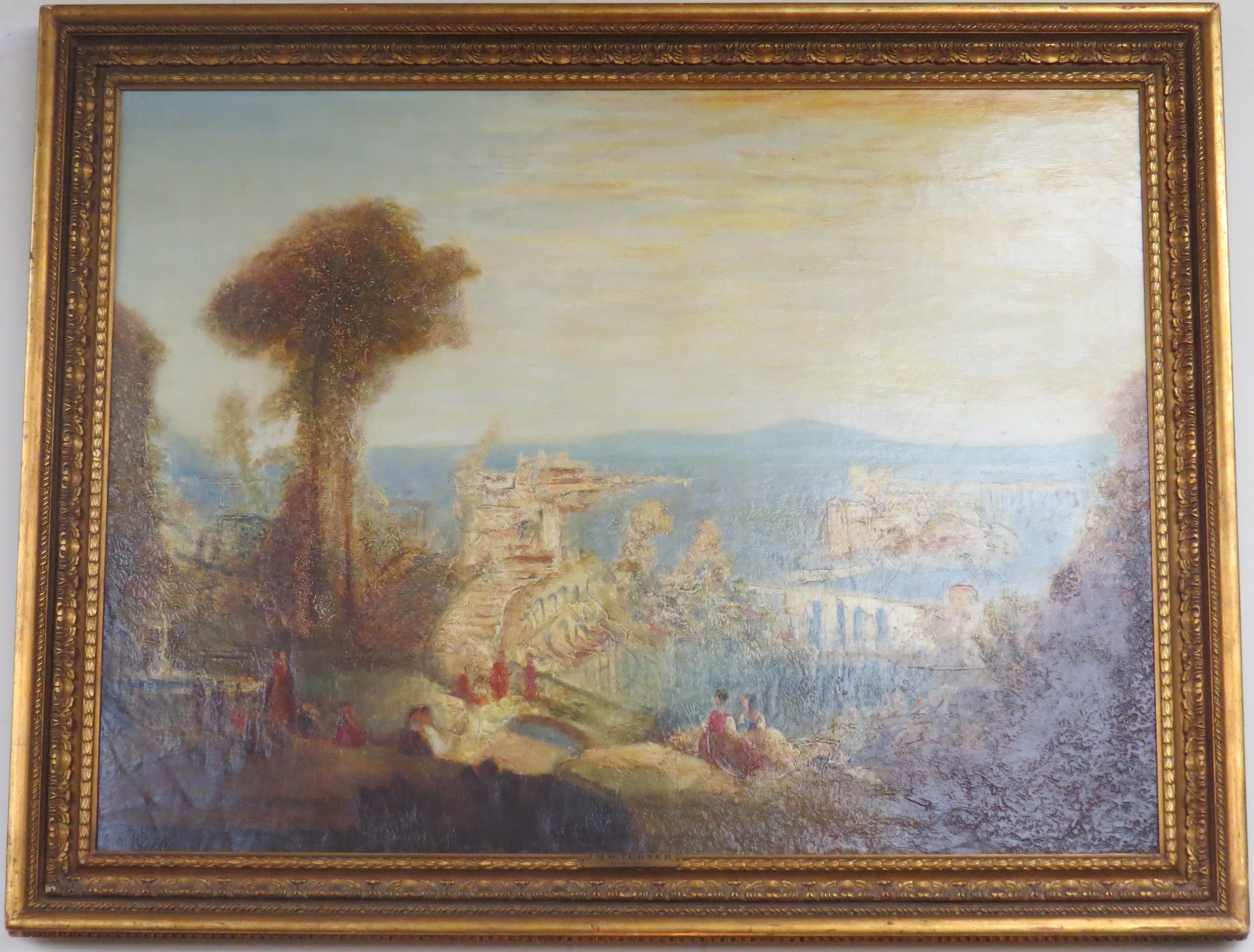 Oil on Canvas of a Coastal and Port Scene