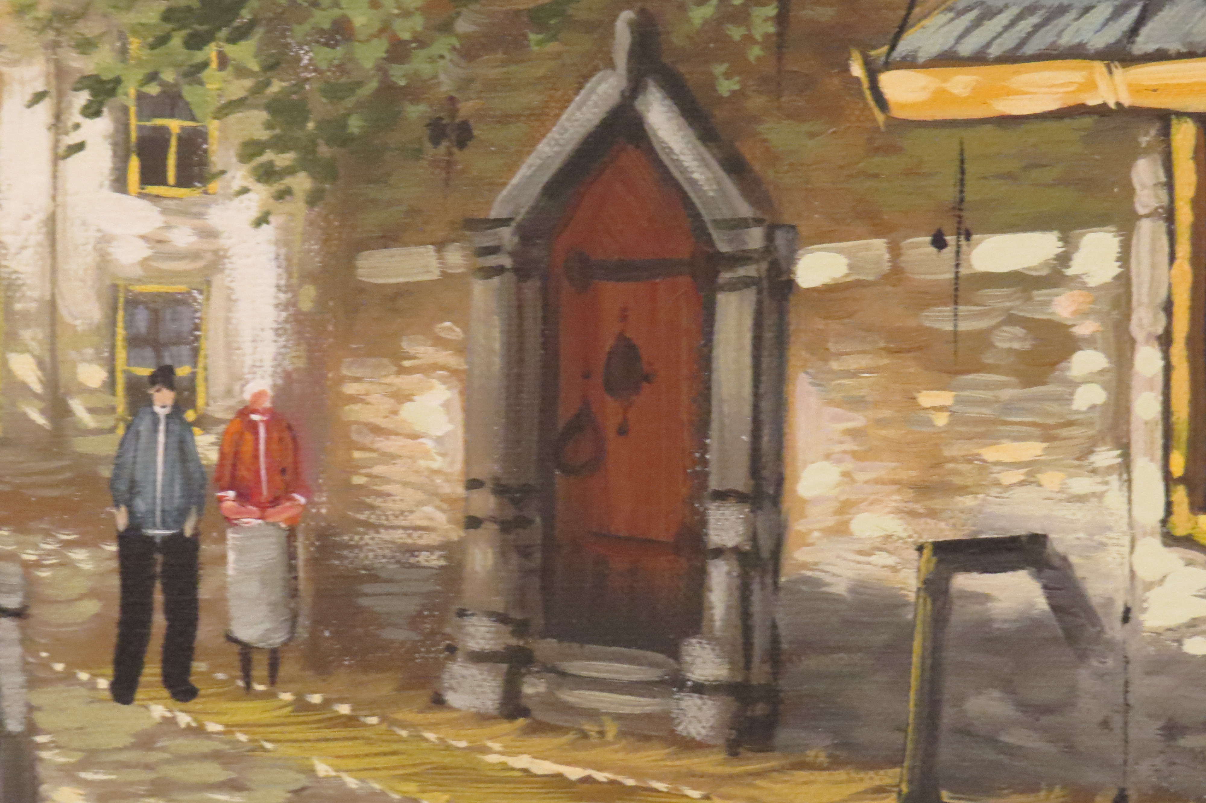 Oil on Canvas of a European Village Scene, Signed Mulder