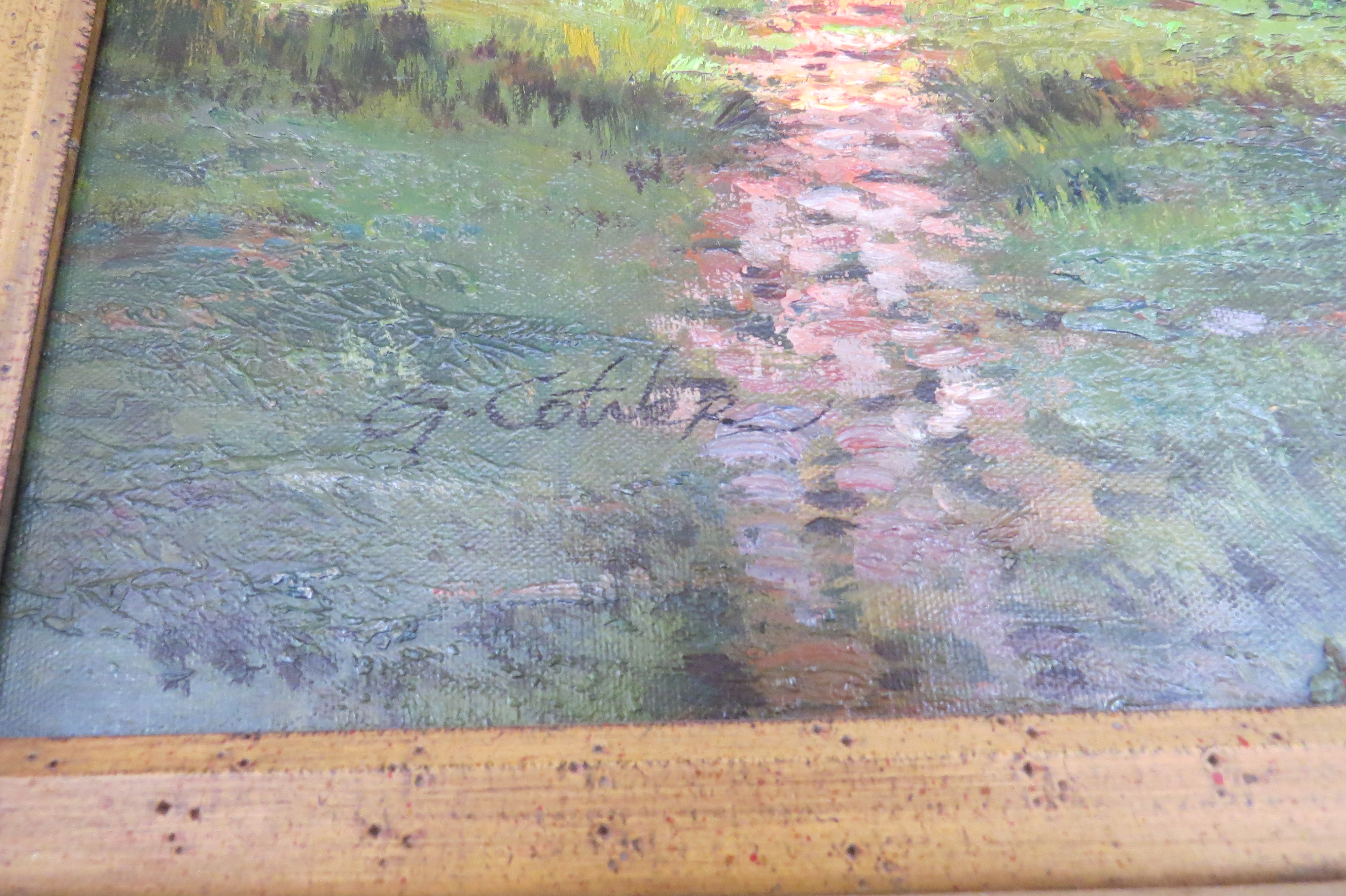 Oil on Canvas of a Landscape Scene, signed G. Cotner