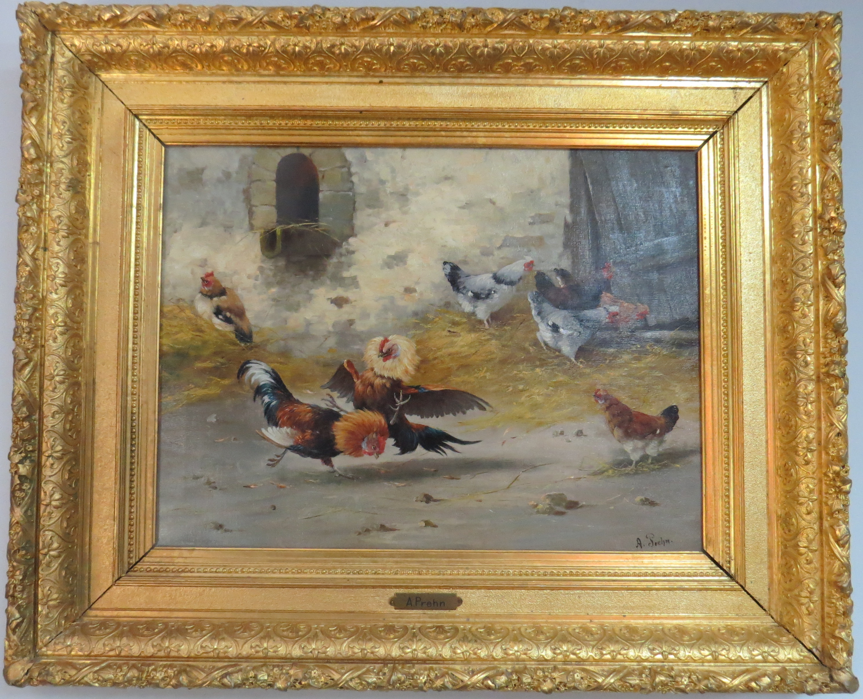 Oil on Canvas of a Stable Scene, Signed Andre Prehn