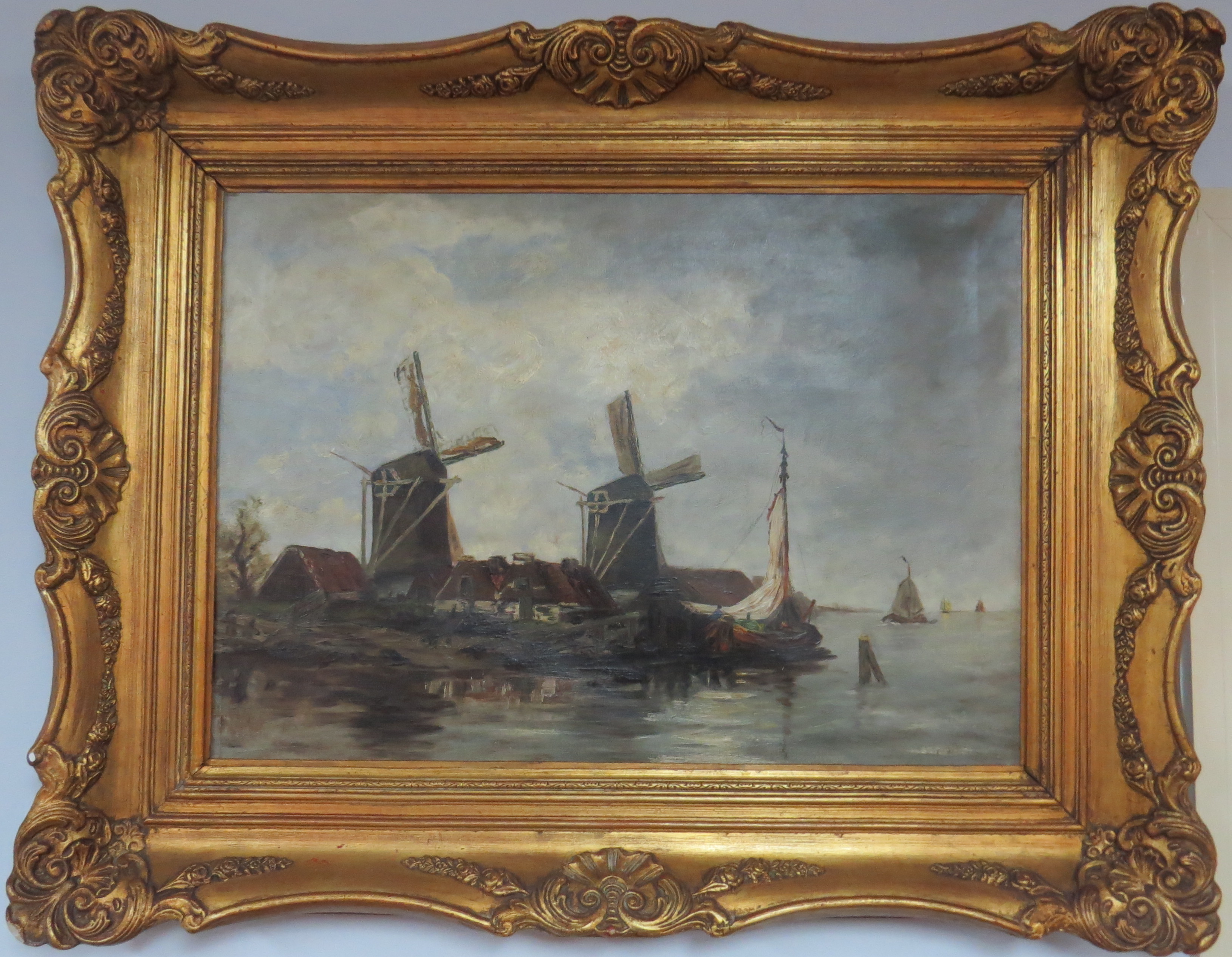 Oil on Canvas of a Dutch Coastal Scene
