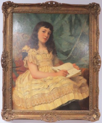 Oil on Canvas of a Young Girl, signed William Morgan (American, 1826-1900)
