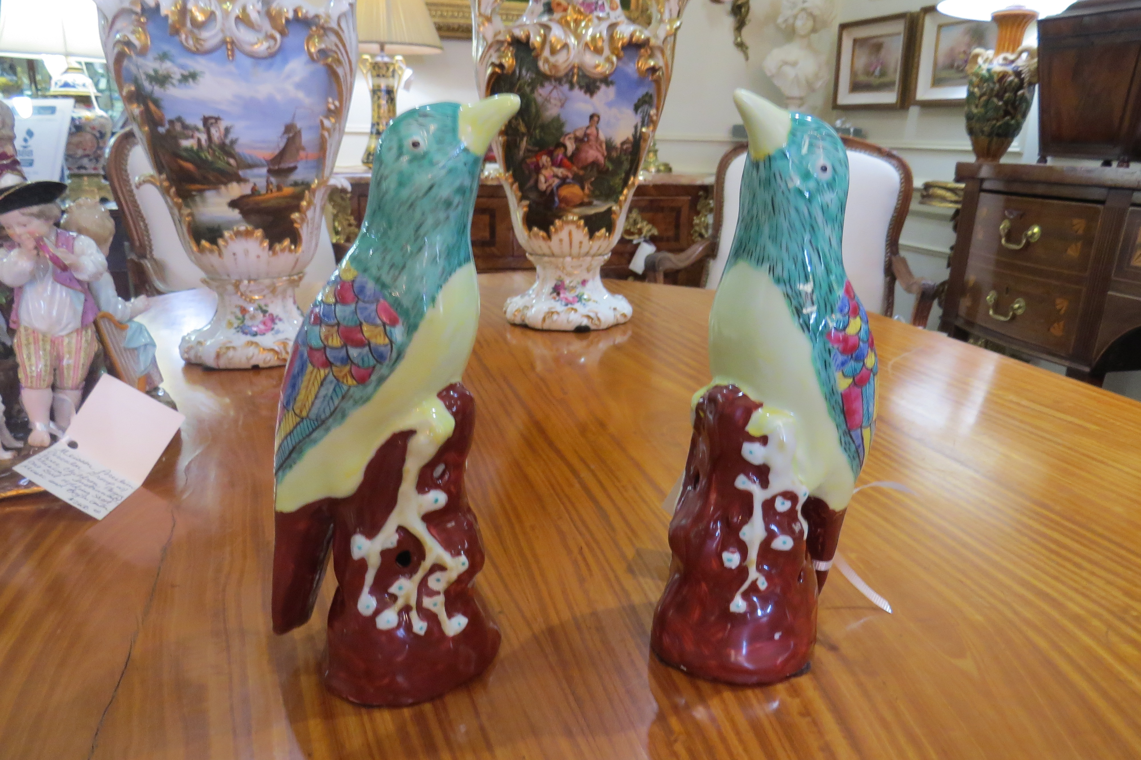Pair of Chinese Famille Rose Porcelain Figures of Birds