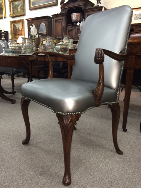 Set of Queen Anne Style Leather Dining Chairs