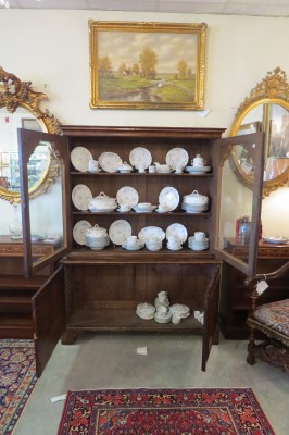 Queen Anne Style Walnut Bookcase Cabinet