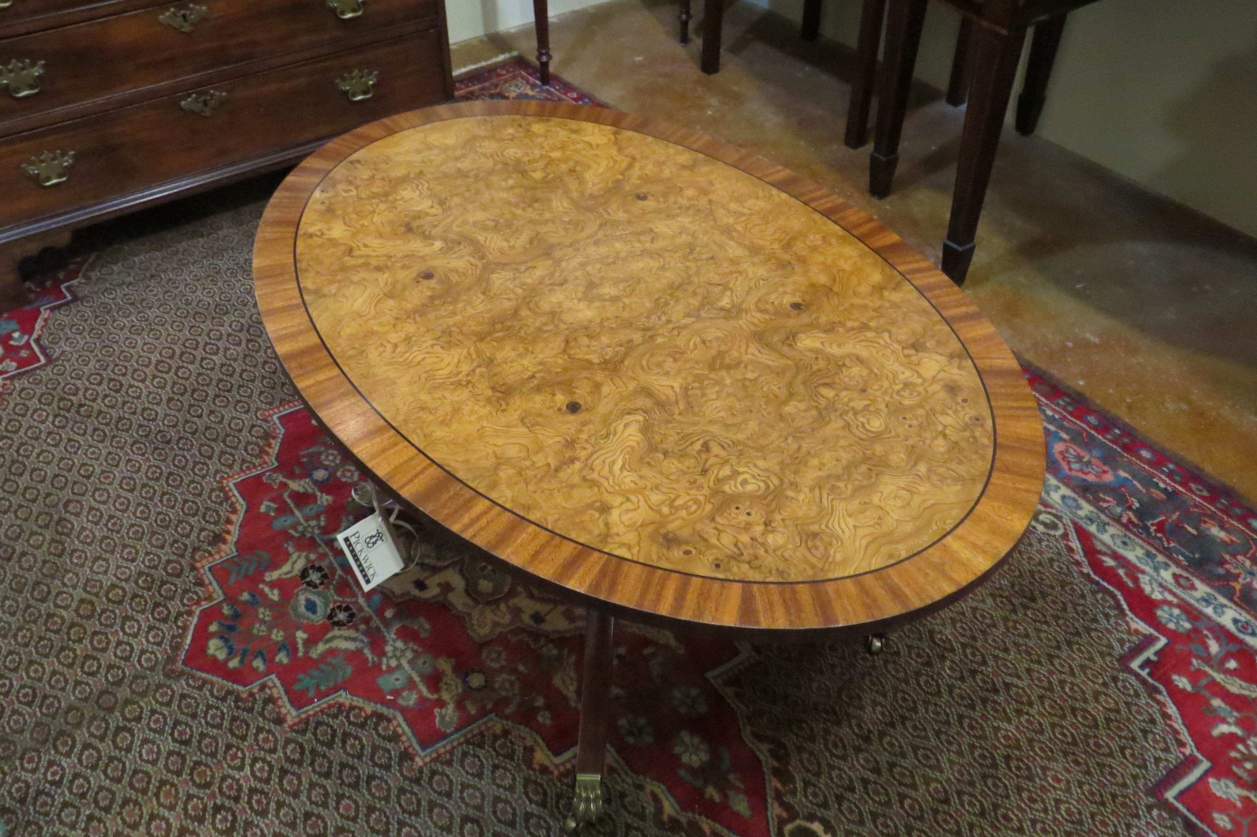Oval Mahogany & Walnut Coffee Table