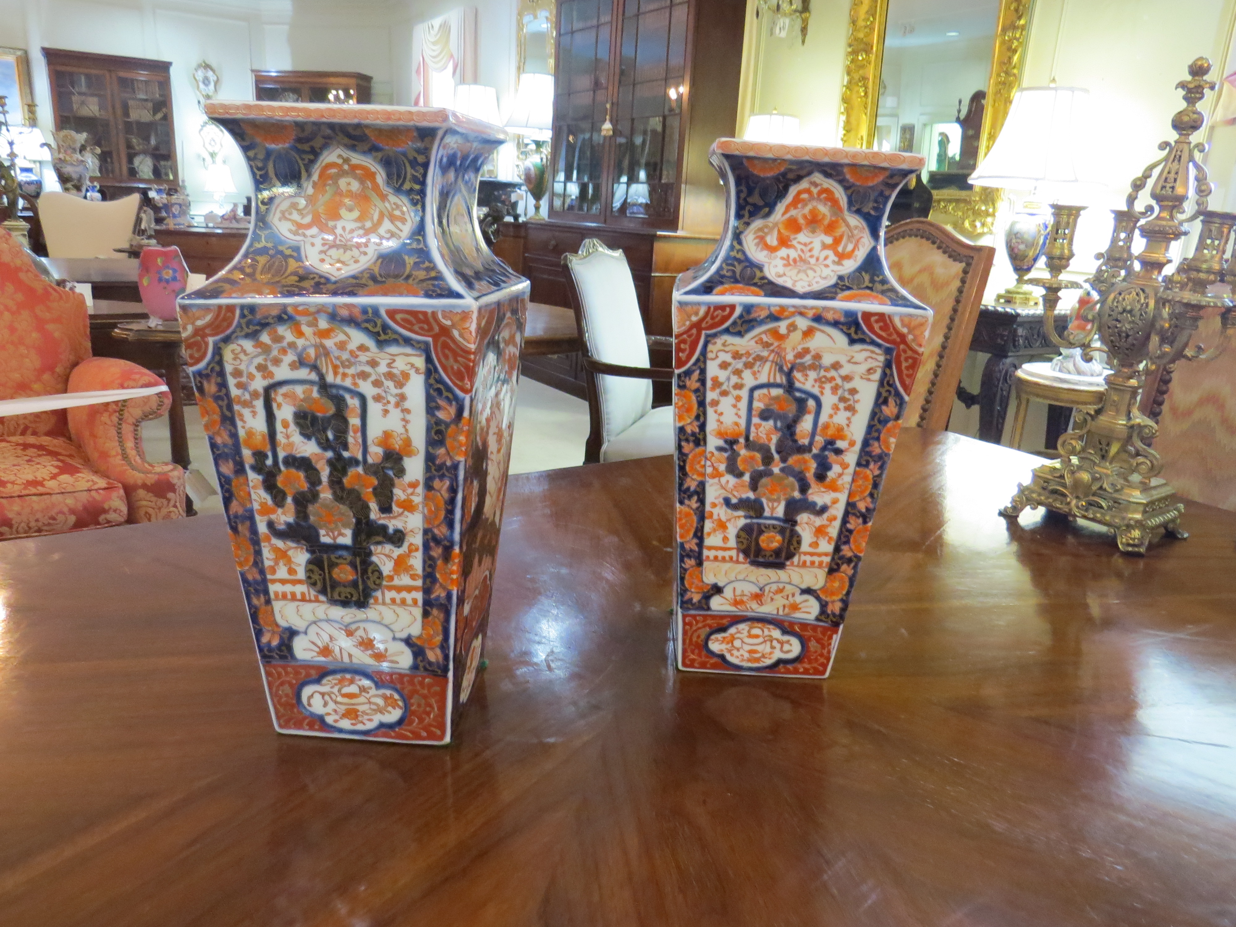 Pair of Japanese Imari Square Section Vases