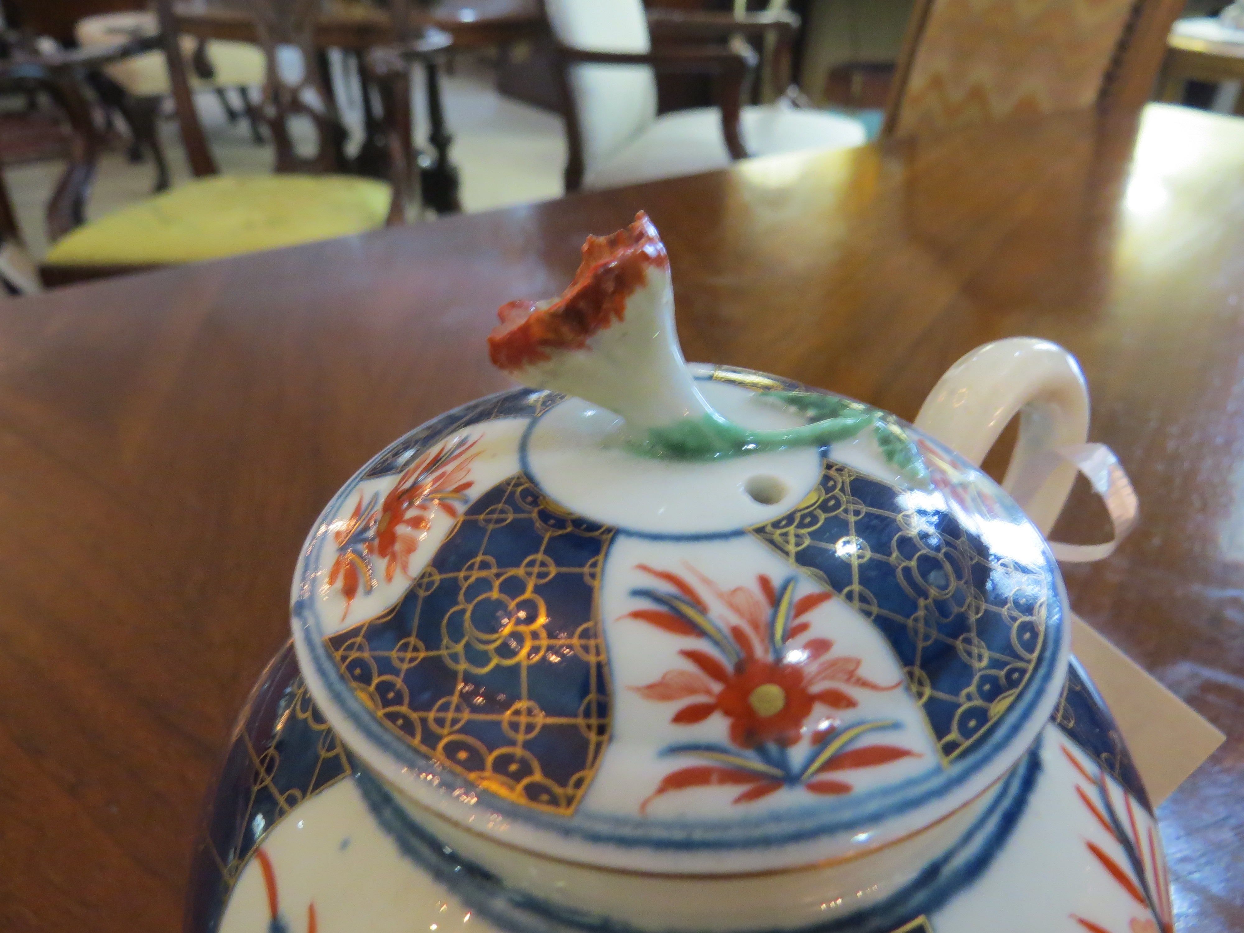 English Staffordshire Tea Pot with Imari Style Decoration