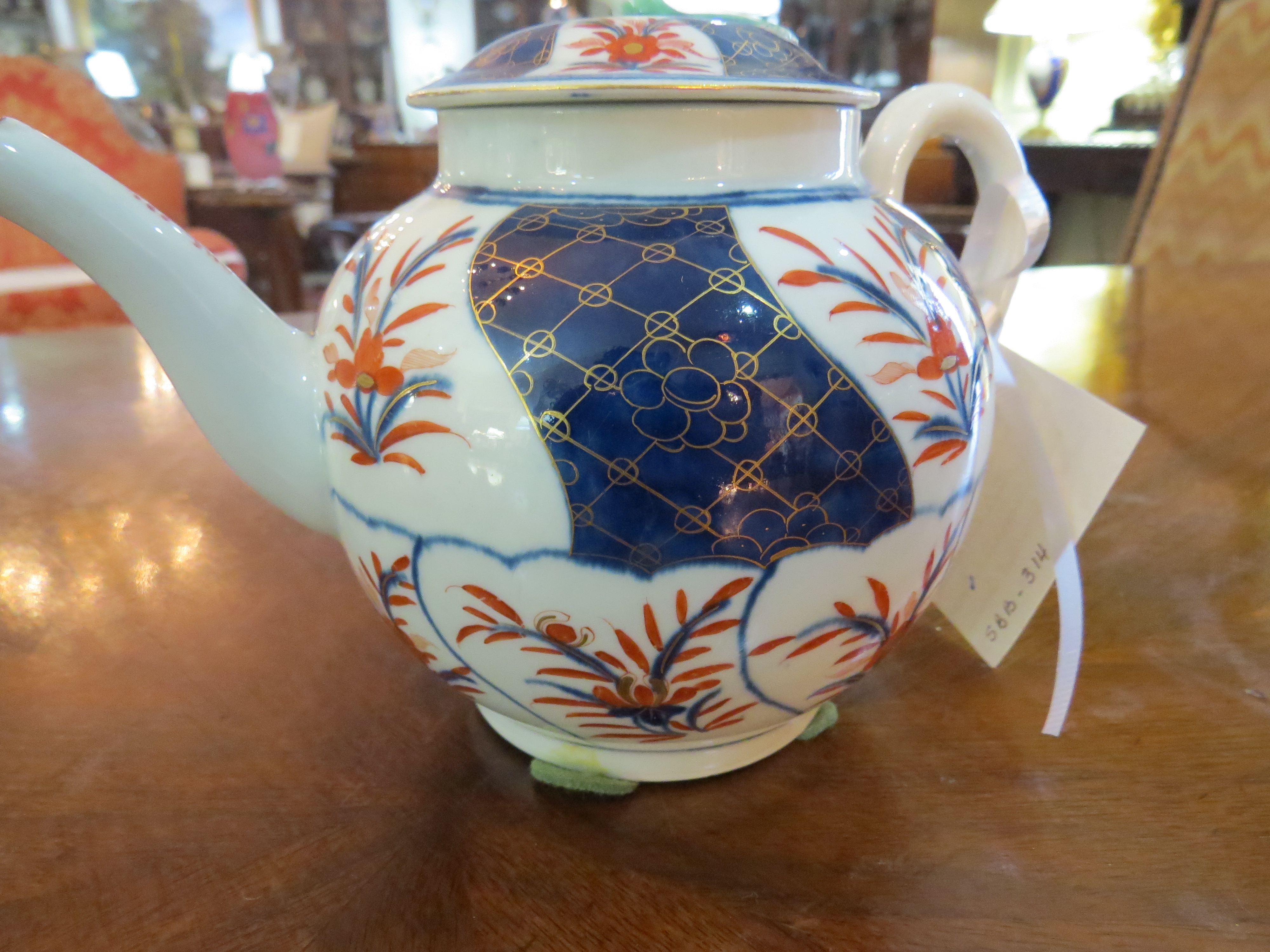 English Staffordshire Tea Pot with Imari Style Decoration