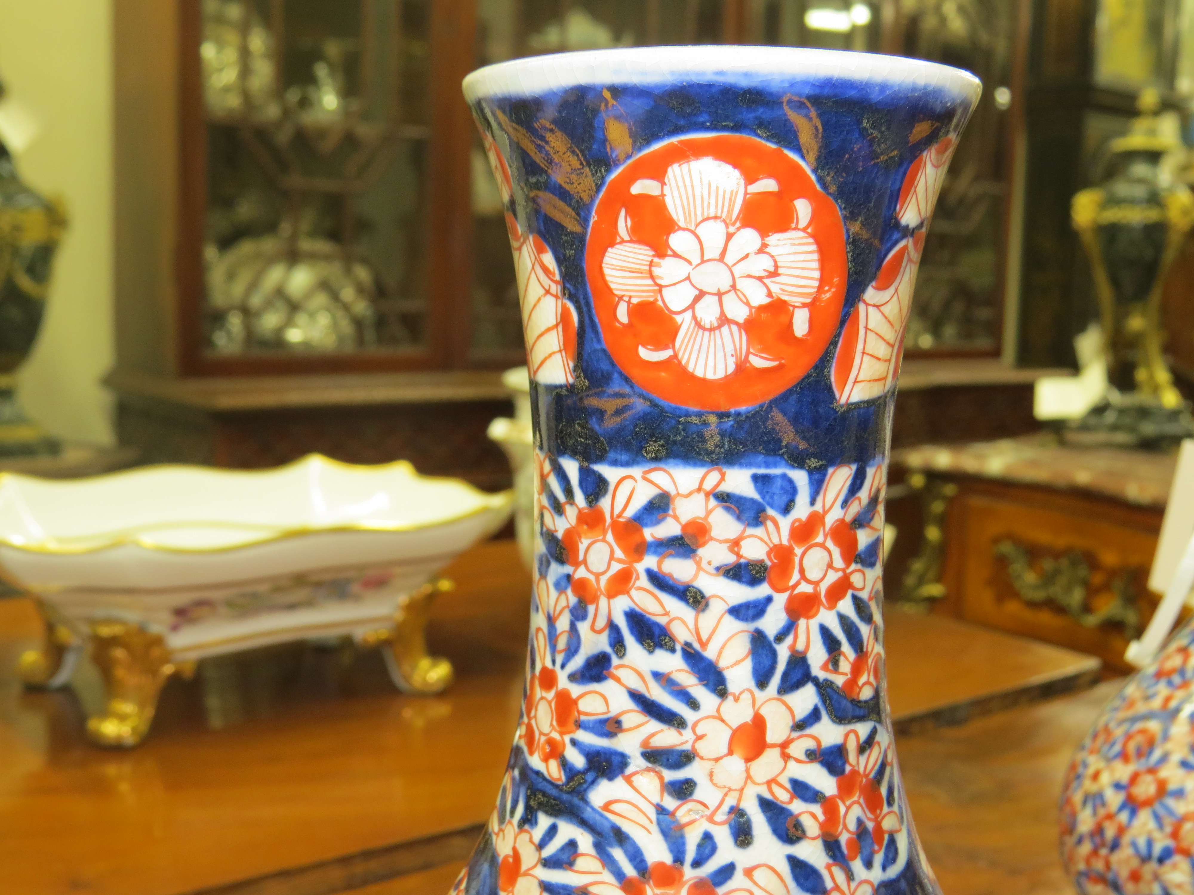 Pair of Japanese Imari Porcelain Bottle Vases  (SOLD)