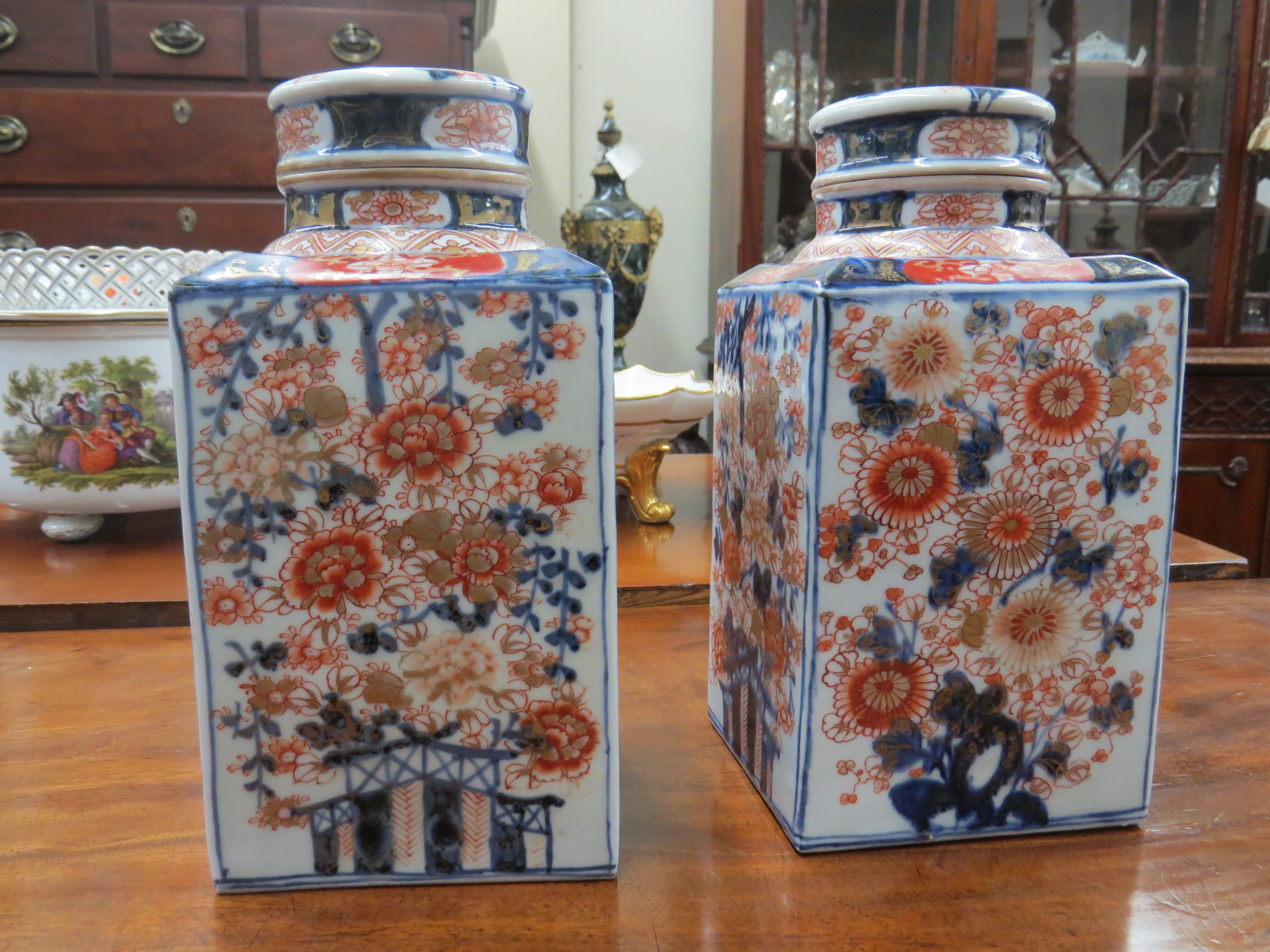 Pair of Japanese Imari Tea Caddies