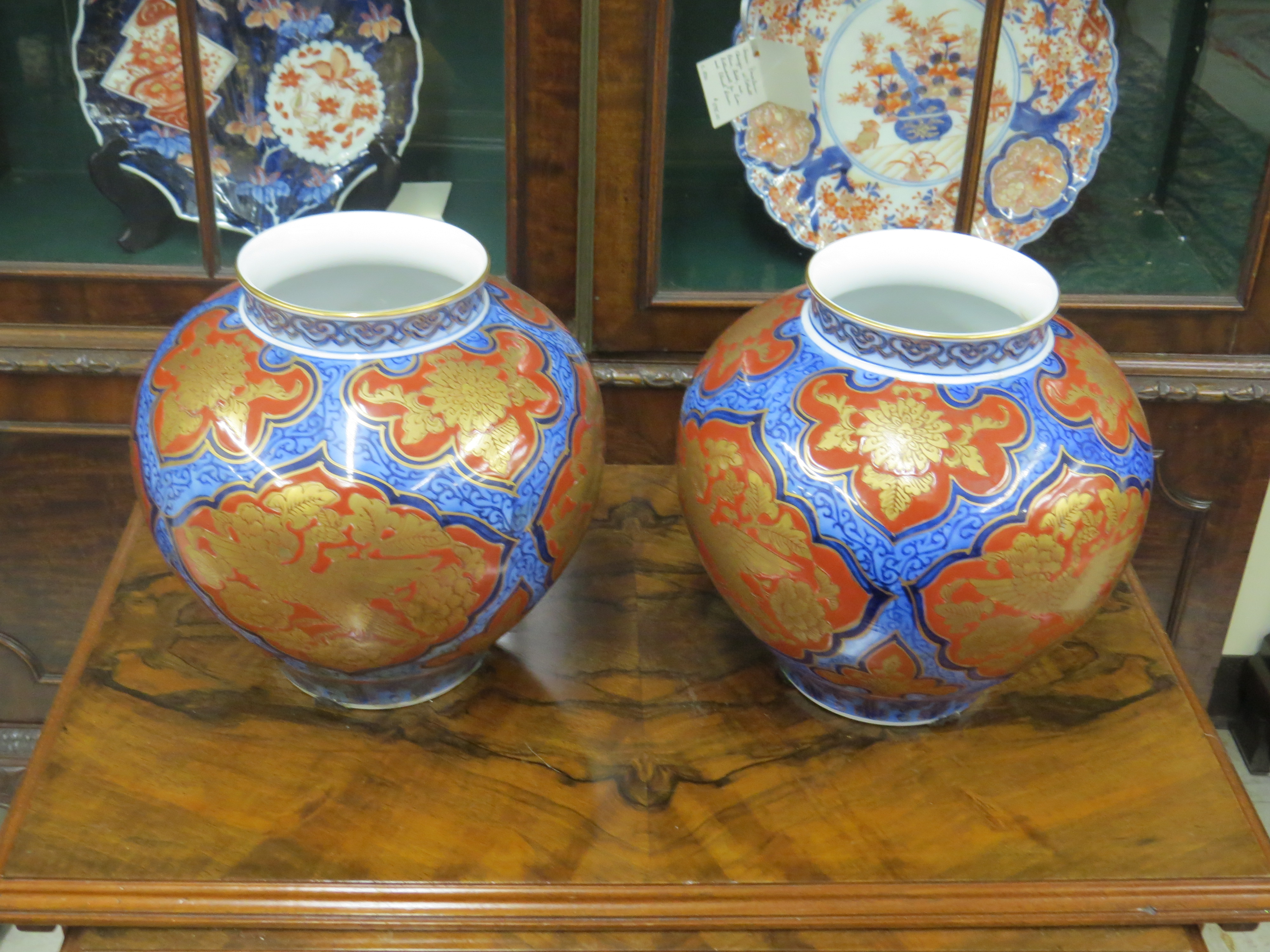 Pair of Japanese Imari Porcelain Vases, Meiji Period
