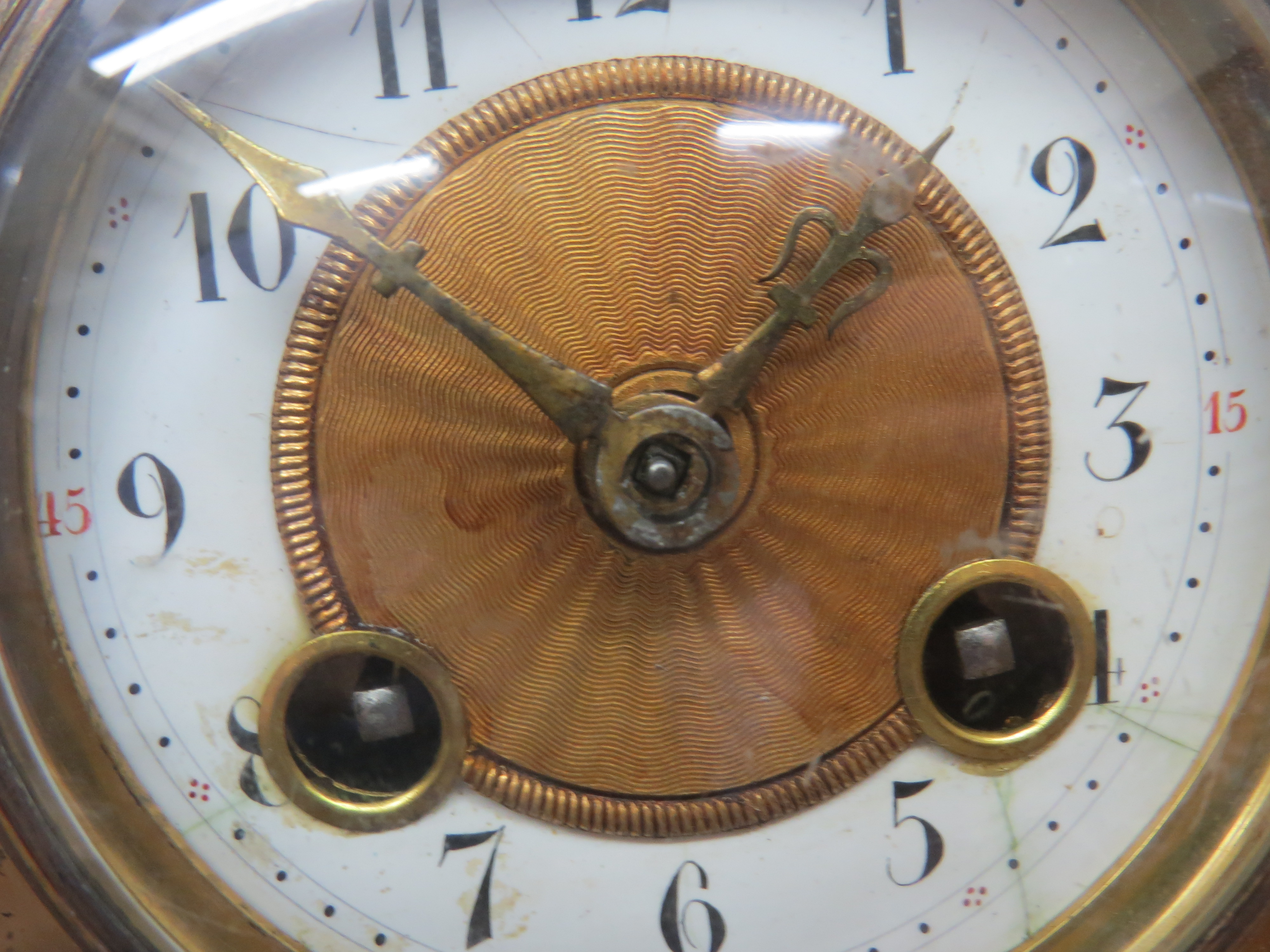 English Regency Black Marble Inkstand Clock