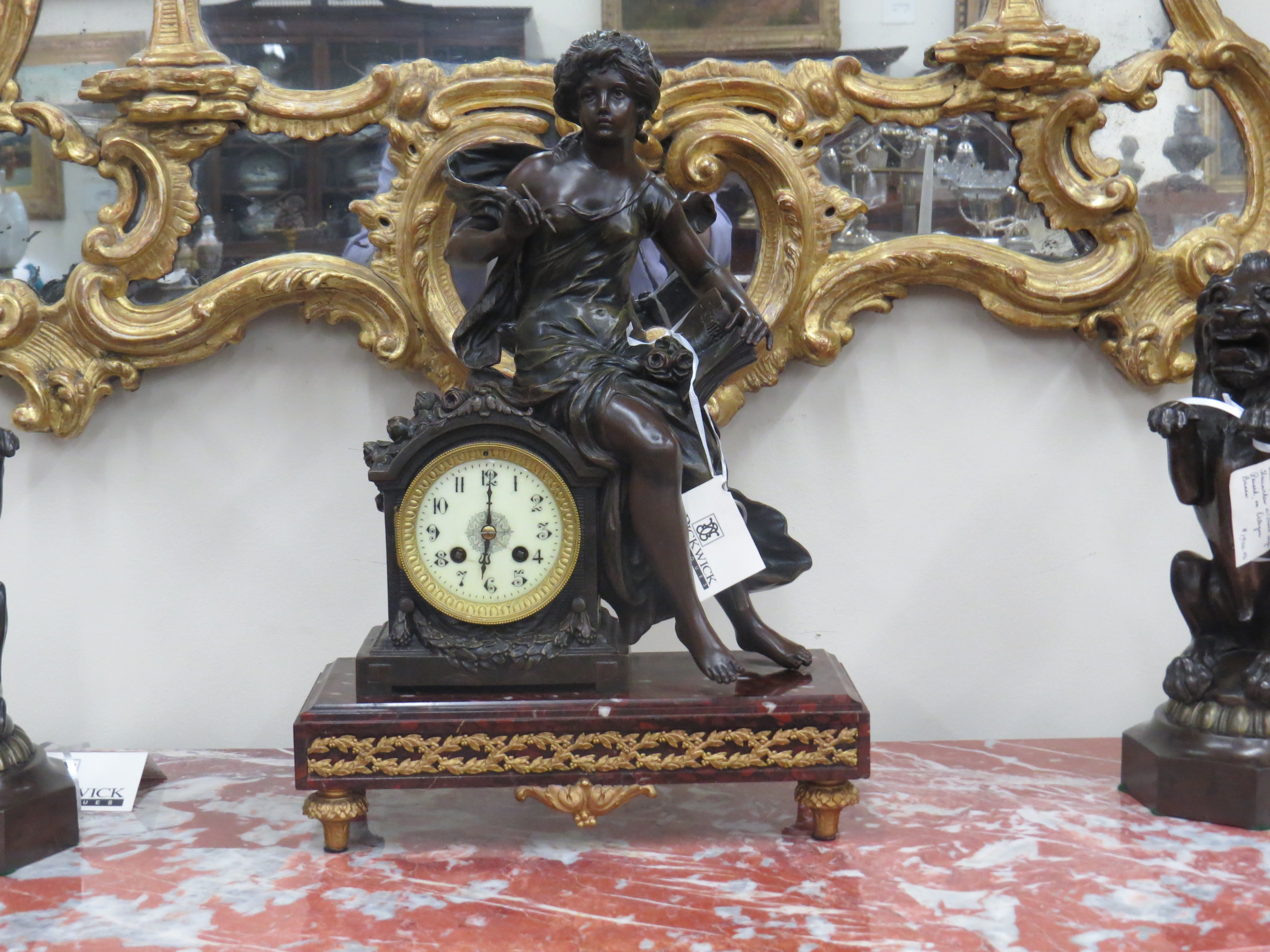 French Marble And Spelter Mantle Clock