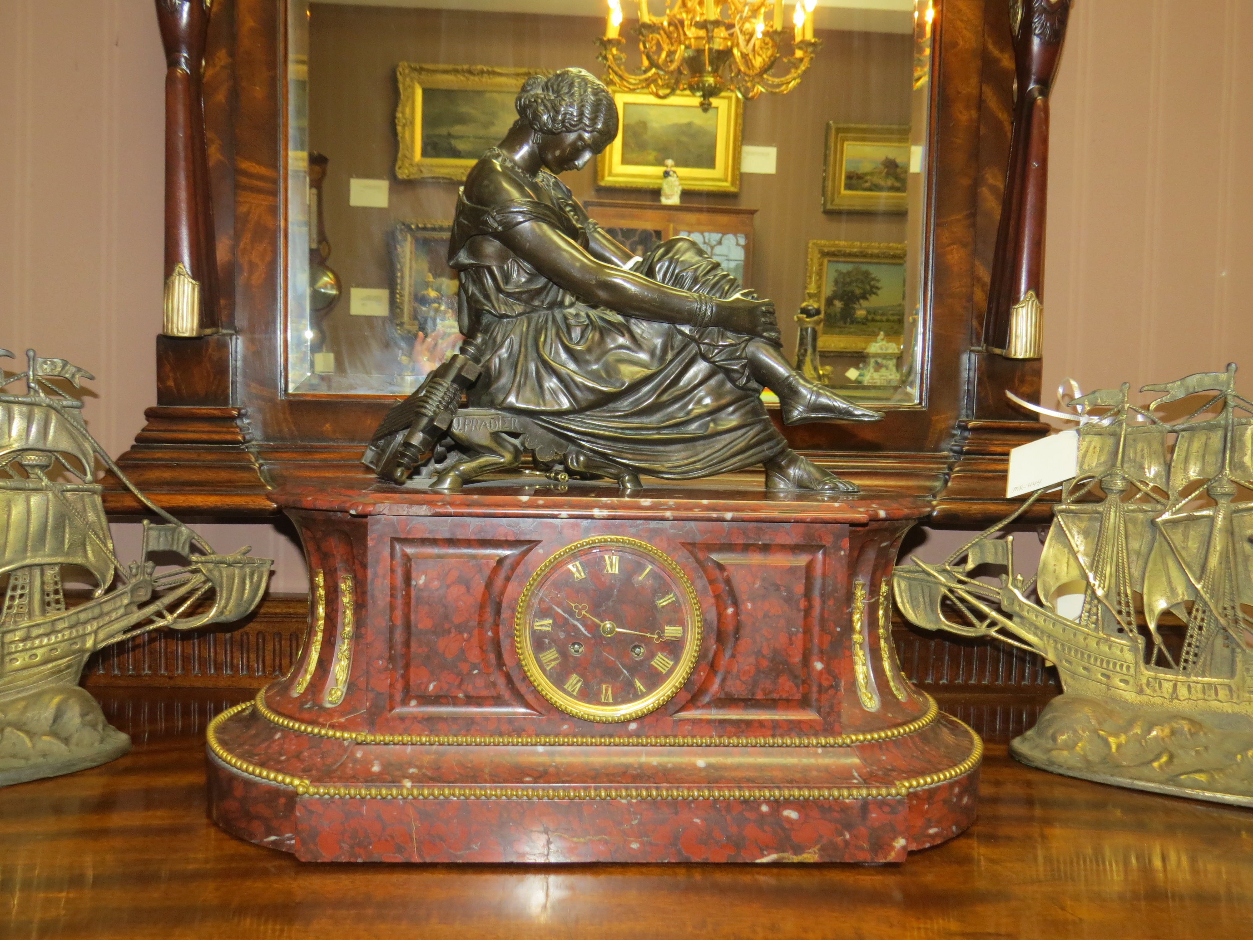 French Bronze Mounted Marble Mantle Clock